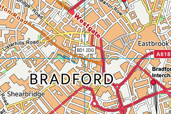 BD1 2DG map - OS VectorMap District (Ordnance Survey)