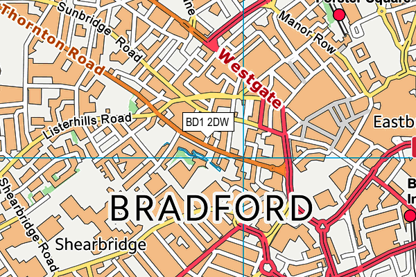 BD1 2DW map - OS VectorMap District (Ordnance Survey)