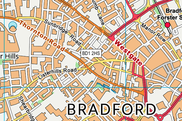 BD1 2HS map - OS VectorMap District (Ordnance Survey)