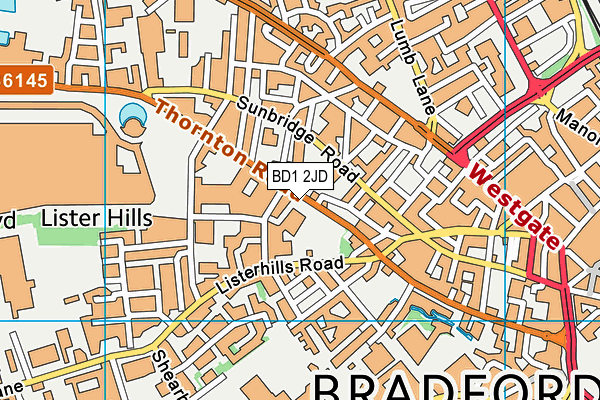 BD1 2JD map - OS VectorMap District (Ordnance Survey)