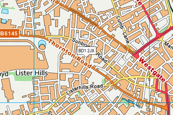 BD1 2JX map - OS VectorMap District (Ordnance Survey)