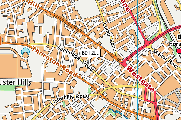 BD1 2LL map - OS VectorMap District (Ordnance Survey)