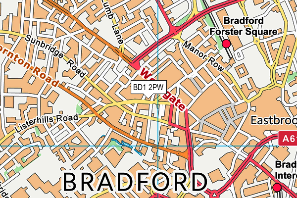 BD1 2PW map - OS VectorMap District (Ordnance Survey)