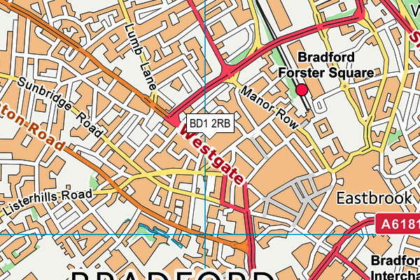 BD1 2RB map - OS VectorMap District (Ordnance Survey)