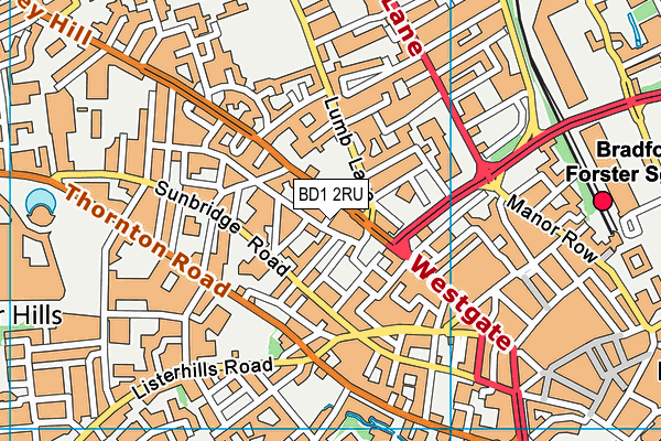 BD1 2RU map - OS VectorMap District (Ordnance Survey)