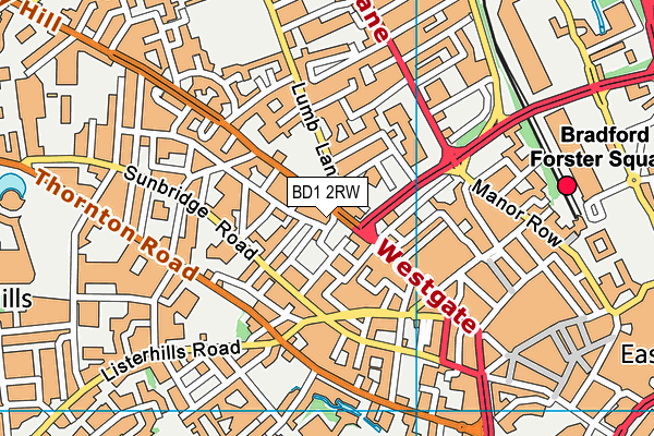 BD1 2RW map - OS VectorMap District (Ordnance Survey)