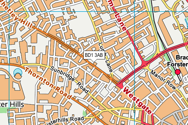 BD1 3AB map - OS VectorMap District (Ordnance Survey)