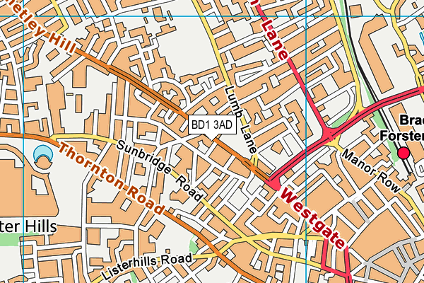 BD1 3AD map - OS VectorMap District (Ordnance Survey)