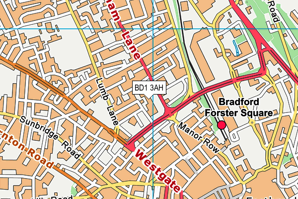 Jd Gyms (Bradford) map (BD1 3AH) - OS VectorMap District (Ordnance Survey)
