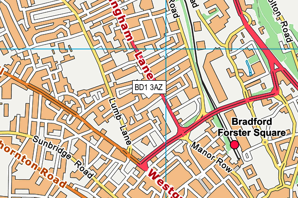 BD1 3AZ map - OS VectorMap District (Ordnance Survey)