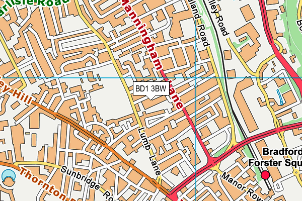 BD1 3BW map - OS VectorMap District (Ordnance Survey)