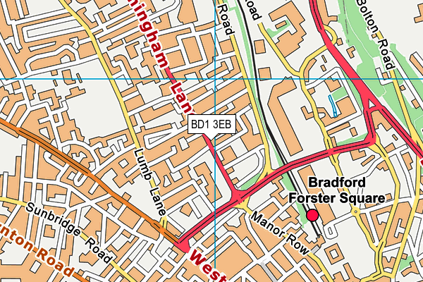 BD1 3EB map - OS VectorMap District (Ordnance Survey)