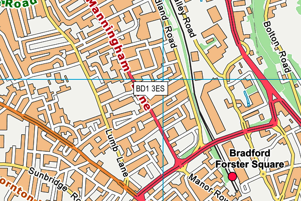 BD1 3ES map - OS VectorMap District (Ordnance Survey)