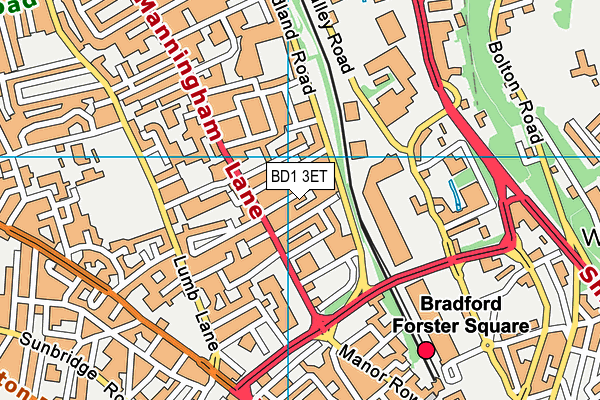 BD1 3ET map - OS VectorMap District (Ordnance Survey)