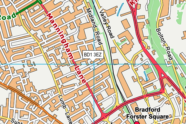 BD1 3EZ map - OS VectorMap District (Ordnance Survey)