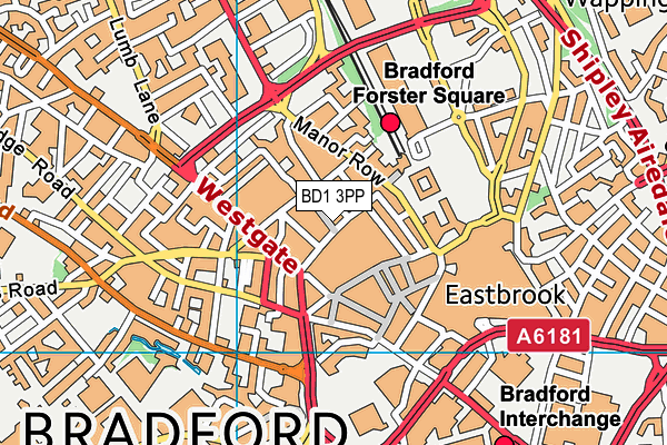 BD1 3PP map - OS VectorMap District (Ordnance Survey)