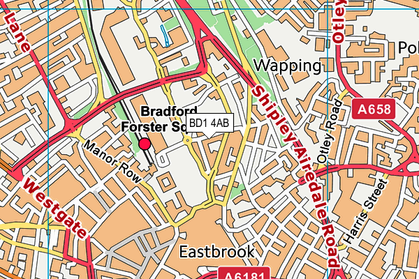 BD1 4AB map - OS VectorMap District (Ordnance Survey)