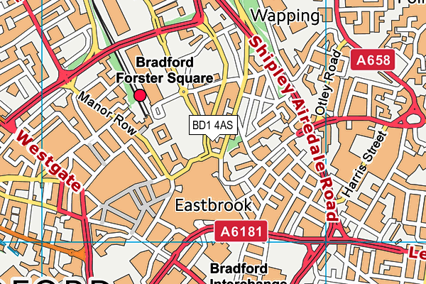 BD1 4AS map - OS VectorMap District (Ordnance Survey)