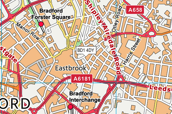 BD1 4DY map - OS VectorMap District (Ordnance Survey)