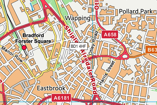 BD1 4HF map - OS VectorMap District (Ordnance Survey)