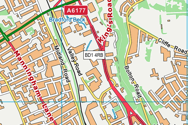 BD1 4RB map - OS VectorMap District (Ordnance Survey)