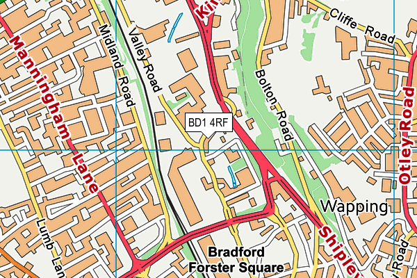 BD1 4RF map - OS VectorMap District (Ordnance Survey)