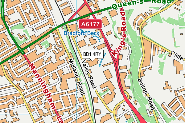 BD1 4RY map - OS VectorMap District (Ordnance Survey)