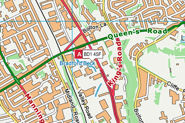 BD1 4SF map - OS VectorMap District (Ordnance Survey)