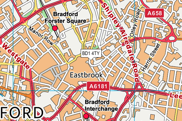 BD1 4TY map - OS VectorMap District (Ordnance Survey)