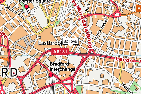 BD1 5AE map - OS VectorMap District (Ordnance Survey)