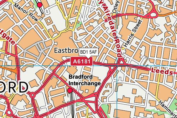 BD1 5AF map - OS VectorMap District (Ordnance Survey)