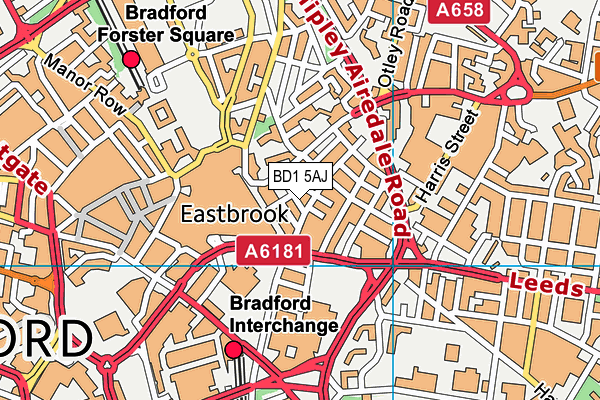 BD1 5AJ map - OS VectorMap District (Ordnance Survey)