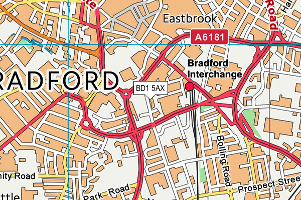 BD1 5AX map - OS VectorMap District (Ordnance Survey)