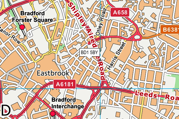 BD1 5BY map - OS VectorMap District (Ordnance Survey)