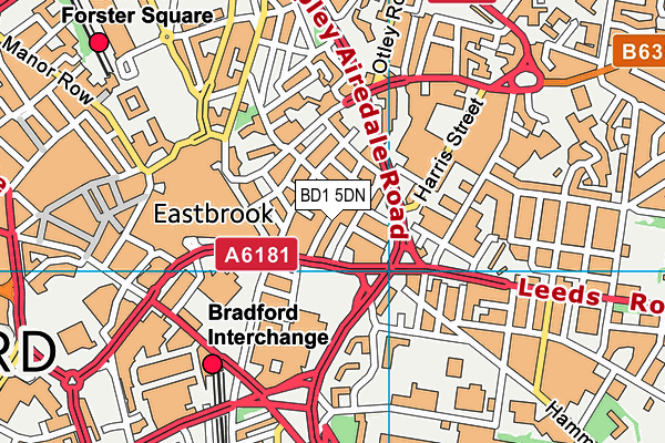 BD1 5DN map - OS VectorMap District (Ordnance Survey)