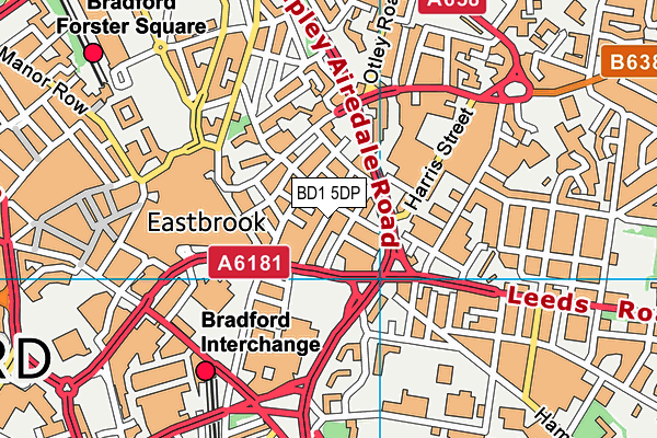 BD1 5DP map - OS VectorMap District (Ordnance Survey)