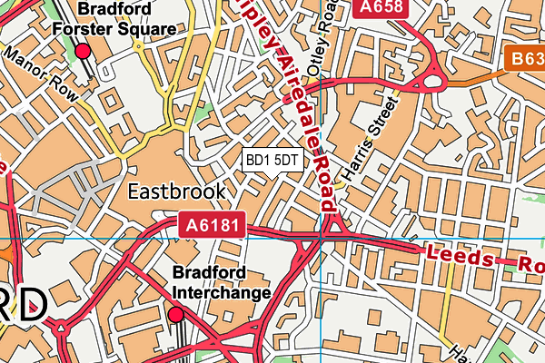 BD1 5DT map - OS VectorMap District (Ordnance Survey)