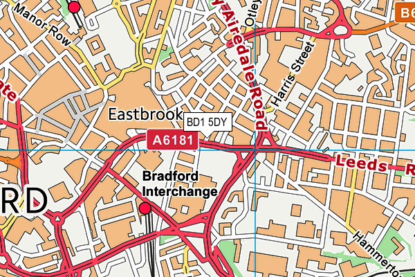 BD1 5DY map - OS VectorMap District (Ordnance Survey)