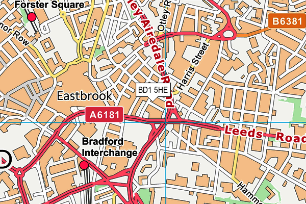 BD1 5HE map - OS VectorMap District (Ordnance Survey)