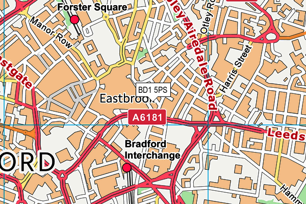 BD1 5PS map - OS VectorMap District (Ordnance Survey)