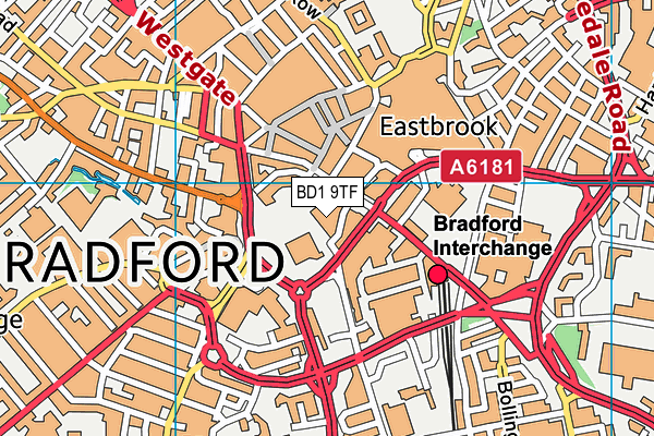 BD1 9TF map - OS VectorMap District (Ordnance Survey)