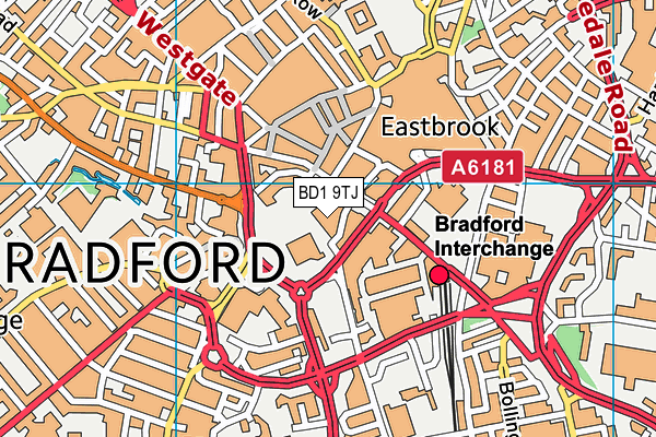 BD1 9TJ map - OS VectorMap District (Ordnance Survey)