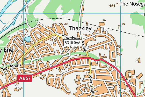 BD10 0AA map - OS VectorMap District (Ordnance Survey)