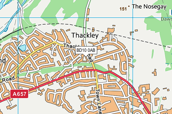 BD10 0AB map - OS VectorMap District (Ordnance Survey)