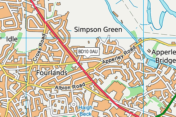 BD10 0AU map - OS VectorMap District (Ordnance Survey)