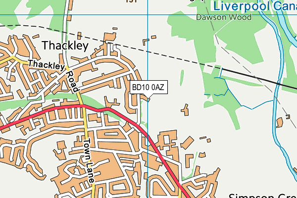 BD10 0AZ map - OS VectorMap District (Ordnance Survey)