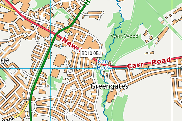 BD10 0BJ map - OS VectorMap District (Ordnance Survey)