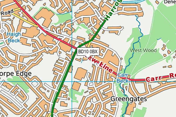 BD10 0BX map - OS VectorMap District (Ordnance Survey)