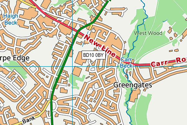 BD10 0BY map - OS VectorMap District (Ordnance Survey)