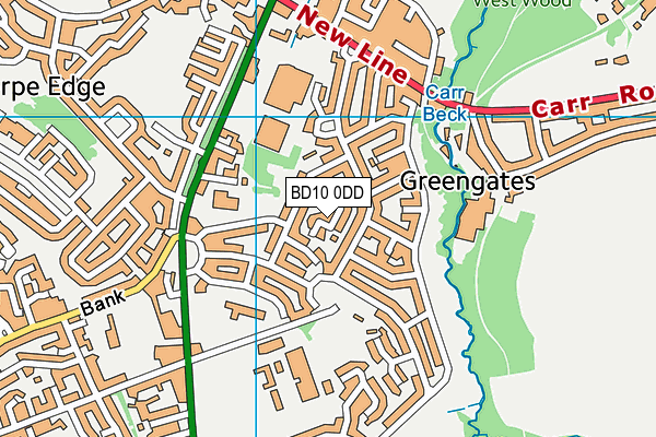 BD10 0DD map - OS VectorMap District (Ordnance Survey)